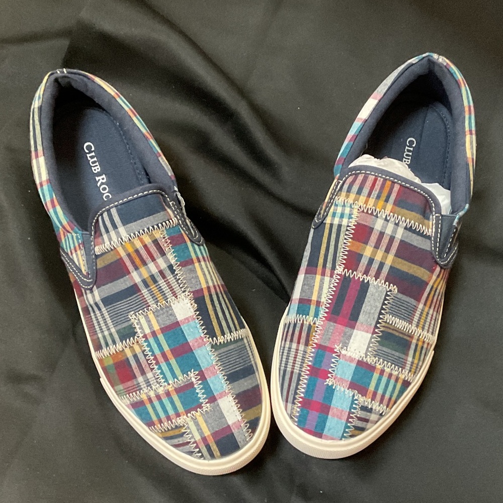 Club Room Men's Colorful Plaid Slip-On Loafers